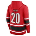 thumbnail image 3 of Men's Fanatics Sebastian Aho Red Carolina Hurricanes Name & Number Lace-Up Pullover Hoodie, 3 of 3