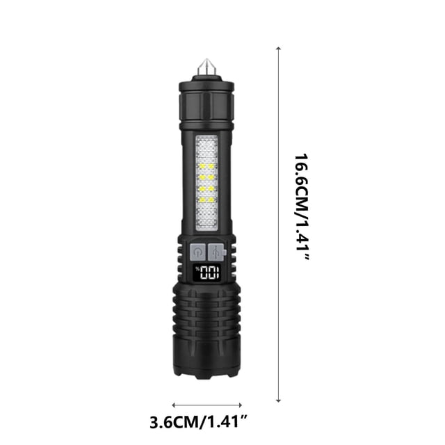 Outdoor Lighting Products Newly Upgraded Rechargeable Digital Display Screen, Strong Light Handheld Lamp, Multifunctional Outdoor Special Telescopic Zoom Flashlight Red White and Blue Lights Outdoor