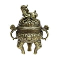 thumbnail image 2 of incense Burner Holder, incense Holder with Ash Catcher, Brass Alloy, 4 in Tall, Qilin Carved, Meditation decor, Vintage Home decor Aesthetic, Rustic decorations for Home, Table, 2 of 8