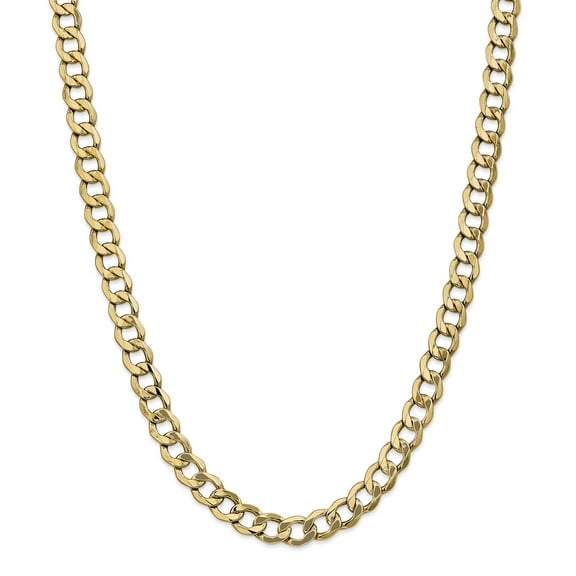 14k 8.0mm Semi-Solid Curb Link Chain (Weight: 31.24 Grams, Length: 26 Inches)