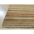 thumbnail image 2 of Orange/green Striped Handmade Wool Rug, 2 of 4