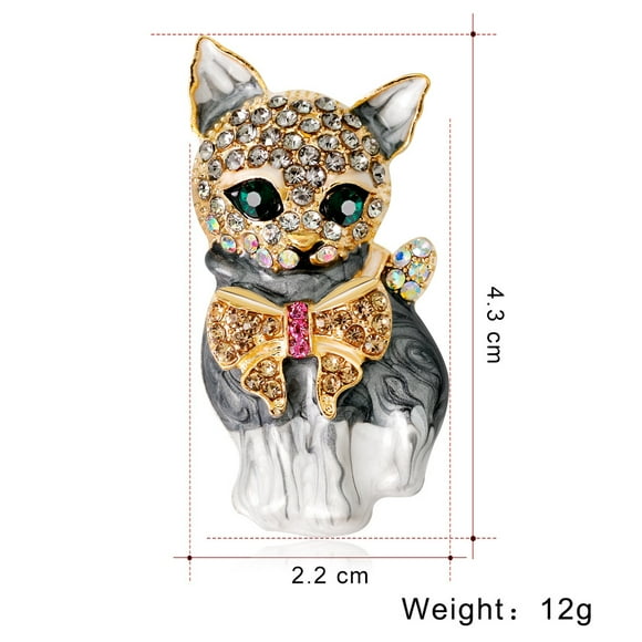 Brooch Lively Pride Cat Brooch for Party Shell Metal Crown Blue Enamel Pin Black