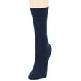 Women's Turkish Premium Cotton Blend Crew Socks, Soft Heel, Dark Navy