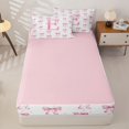 thumbnail image 4 of Manfei Pastel Pink Circle Zipper Full Size Comforter Sets with Fitted Sheet and 2 Pillowcases For Kids,Kawaii Letter E Monogram Zipper Bedding Set For Girls,Pink Reversible,4 Pieces, 4 of 7