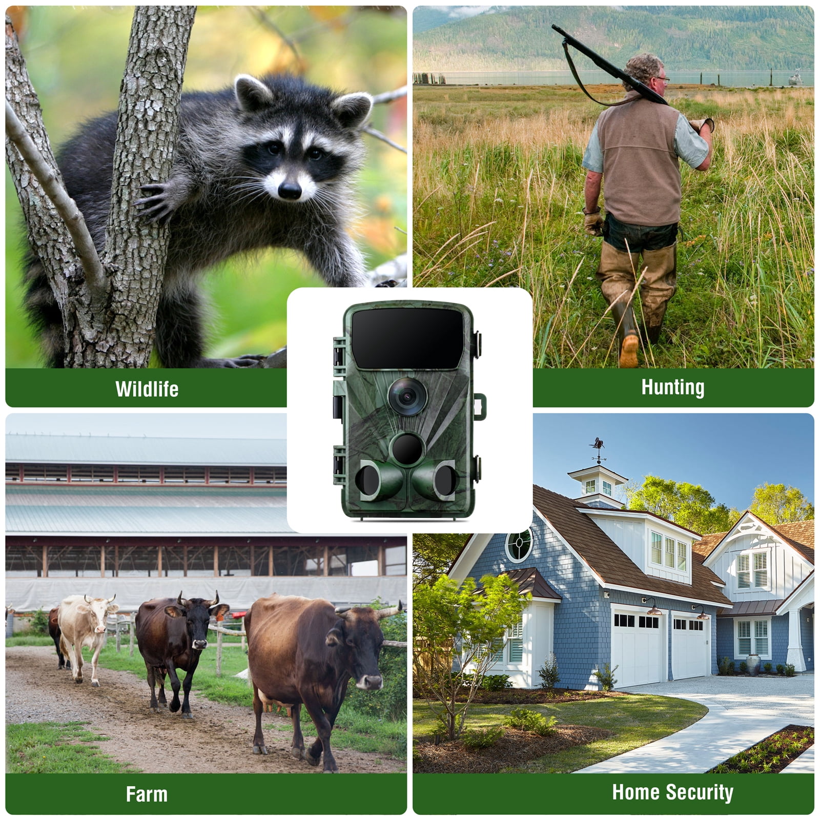 CAMPARK Trail Camera 20MP 1080P Hunting Game Camera with Night Vision Motion Activated Waterproof 3 PIR Sensors 120°Motion Detection Trail Cam for Hunting Wildlife Monitoring