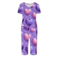 thumbnail image 4 of Valentines Pajamas for Women Funny Graphic Heart Lounge Sets for Women 2 Piece Plus Size V Neck Shirts & Capri Pants Pjs Sets Sleepwear with Pockets, 4 of 6