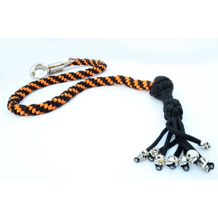 550 Paracord Motorcycle Whip Get Back whip 1" Ball & Skulls 36" - Harley Orange