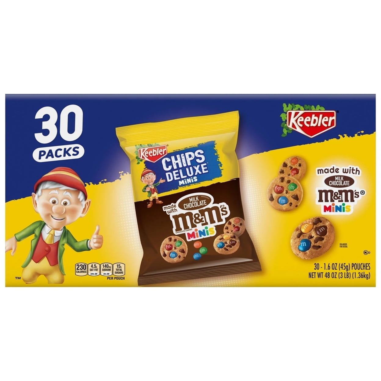 Keebler Chips Deluxe MandM Minis 1.6 Ounce (Pack of 30)
