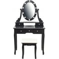 thumbnail image 7 of IDEALHOUSE Dressers 5 Drawer Vanity Set, Modern Makeup Table with Mirror, Cushioned Stool, Storage Organizer for Bedroom, Bathroom, Black, 7 of 7