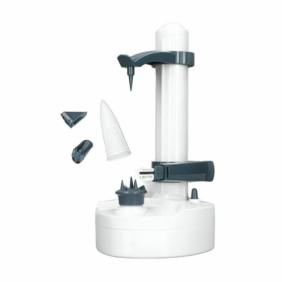 ZEPARO Electric Standing Peeler Multifunction Automatic Rotating Cutter Paring Tool for Kitchen Potato Vegetable Fruit White