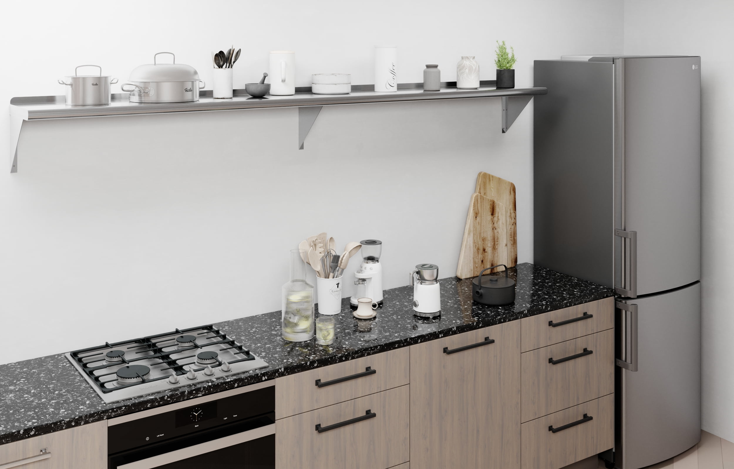 AmGood 12 in. x 96 in. Stainless Steel Wall Shelf | NSF Certified | Appliance & Equipment Metal Shelving | Kitchen, Restaurant, Garage, Laundry, Utility Room