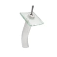 thumbnail image 2 of Novatto GF-011BN-C-PUD Squared Single Lever Waterfall Vessel Faucet Set, Brushed Nickel & Clear Glass, 2 of 4