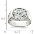thumbnail image 2 of 925 Sterling Silver Solid Polished Mens Cubic Zirconia Ring Size 9 4mm Wide Ring for Men, 2 of 2