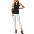 thumbnail image 2 of INSPIRE CHIC Women's Sleeveless Pleated Front V Neck Work Office Blouses M Black, 2 of 6