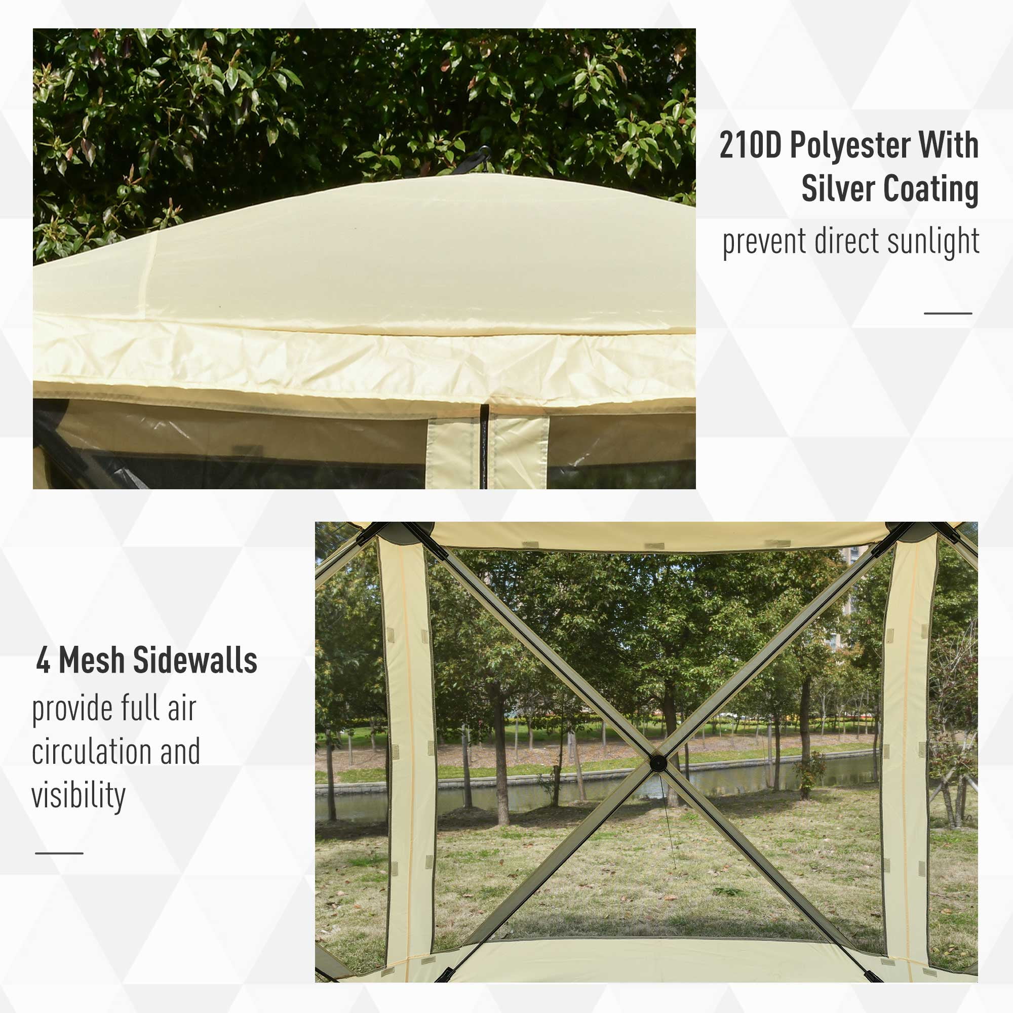 Outsunny 7’ x 7’ Beige Pop Up Outdoor Canopy, Portable Easy Set Up