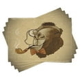 thumbnail image 1 of Ambesonne Animal Place Mats Set of 4, Hipster Pop Art Vintage, Standard Size, Brown and Tan, 1 of 6