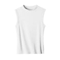 thumbnail image 6 of Women's Sleeveless Camisole Tank Top Cami Round Neck Threaded Undershirt Solid Color Layering Essential for Casual Daily Wear Loungewear Travel Fashion Gift | CSEONE,White L, 6 of 9