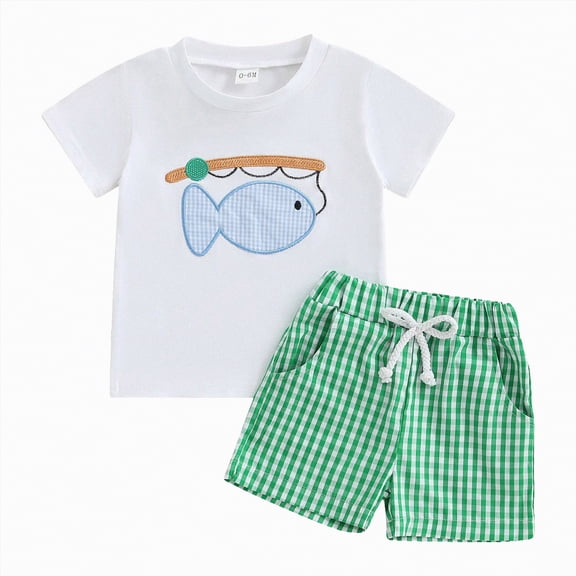 Teen Boy Clothes Boys Summer Sets Children's Spring Cotton Plaid Printed Short-sleeved Beach 6 12 18 24Months 2T 3T Vest Tank Tops Shorts Hoodie Sweatshirt Tops and Shorts 2-Piece Set