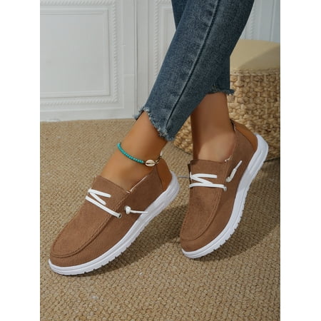 Womens Boat Shoes Slip On Casual Waiking Sneakers Shoes Lace Up Lightweight Loafers