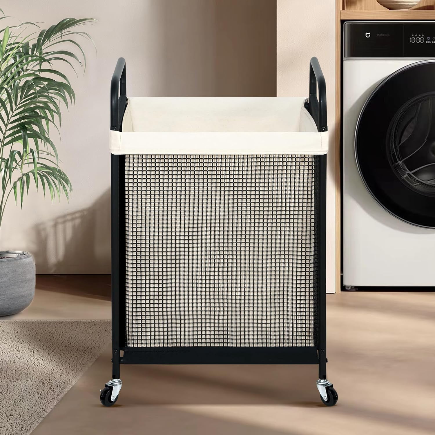 Laundry Hamper, 90L Rolling Laundry Sorter Cart with Removable and Washable Liner Bag, Rolling Clothes Hamper with Metal Handle for Laundry Room and Bedroom