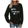 thumbnail image 2 of Uootdi Womens Cute Print Daily Long Sleeve Shirts Round Neck Letter Graphic Sweatshirt Pullover Relaxed Fit Pullover Fall Clothes Gift, 2 of 6