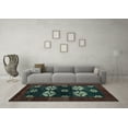 thumbnail image 3 of Ahgly Company Machine Washable Indoor Square Abstract Light Blue Modern Area Rugs, 3' Square, 3 of 4