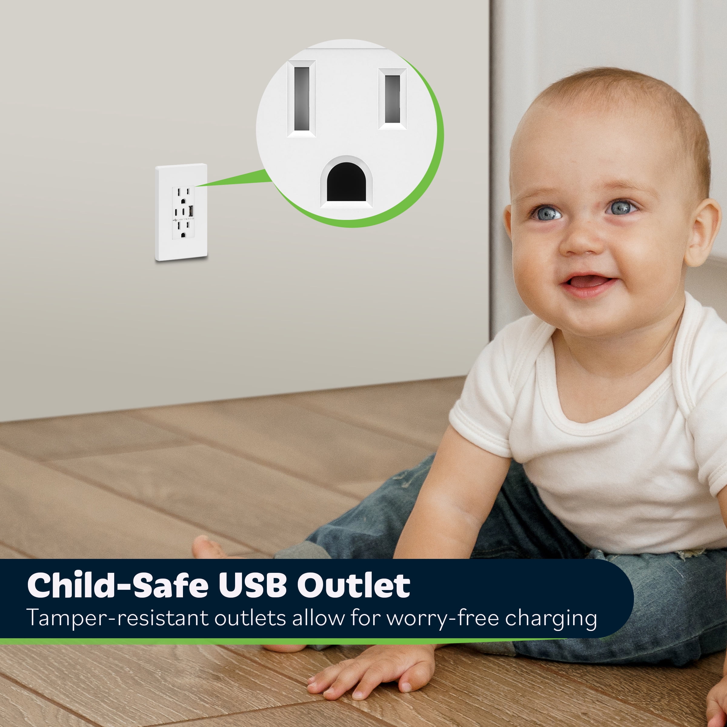 TOPGREENER 4.2A 21W 3-Port Type C USB Outlet, 15 Amp Receptacle Plug, Charging Power Outlet with Dual Type C&A Ports, Screwless Wall Plate Included, UL Listed, TU21542AC2-WSID, White