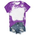 thumbnail image 4 of Meichang Bleached Sublimation Shirts for Women Short Sleeve Crew Neck T Shirts Summer Distressed Tops Trendy Print Loose Fit Work T-Shirts, 4 of 6