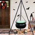 thumbnail image 4 of Witch's Cauldron Decoration, Black Plastic Large Witch Cauldron on Tripod with Lighting, Decorative Cauldron, 4 of 10