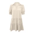 thumbnail image 3 of Fmbrln Summer Ruffle Flowy Mini Dress V Neck Short Sleeve T-shirts Dress Fashio Casual Loose Solid Color Sun Dress, 3 of 7