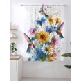 thumbnail image 2 of Sheer Curtains 63 Inch Length, Hummingbird Semi Sheer Curtains Light Filtering Window Treatment, Spring Farmhouse Oil Painting Sunflowers Privacy Voile Drapes for Living Room Bedroom 52x63 Inch, 2 of 7