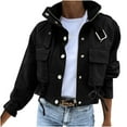 thumbnail image 2 of ClodeEU Women Mock Neck Motorcycle Jacket for Women, Long Sleeve Zip Up Short Cropped Jacket with Pockets Black,Womens Plus L, 2 of 7