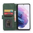 thumbnail image 2 of Compatible With Samsung Galaxy S22 Wallet Case Full Coverage Metal Zipper and Buttons Design Dual Layer Kickstand Card Pocket Slim & Lightweight Shockproof Wrist Strap Phone Case,Darkgreen, 2 of 12