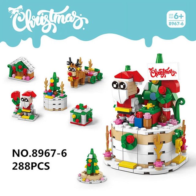 Bloques de construcción de la serie de Navidad para niños, Mini casa de invierno de reno, modelo de ladrillos DIY, juguetes creativos, regalo de Navidad, 6 en 1