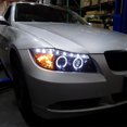 thumbnail image 3 of Spec-D Tuning Black Smoke Projector Headlights + Top LED Strip Compatible with 2006-2008 BMW E90 3-Series 4 Door Sedan, Left + Right Pair Headlamps Assembly, 3 of 6