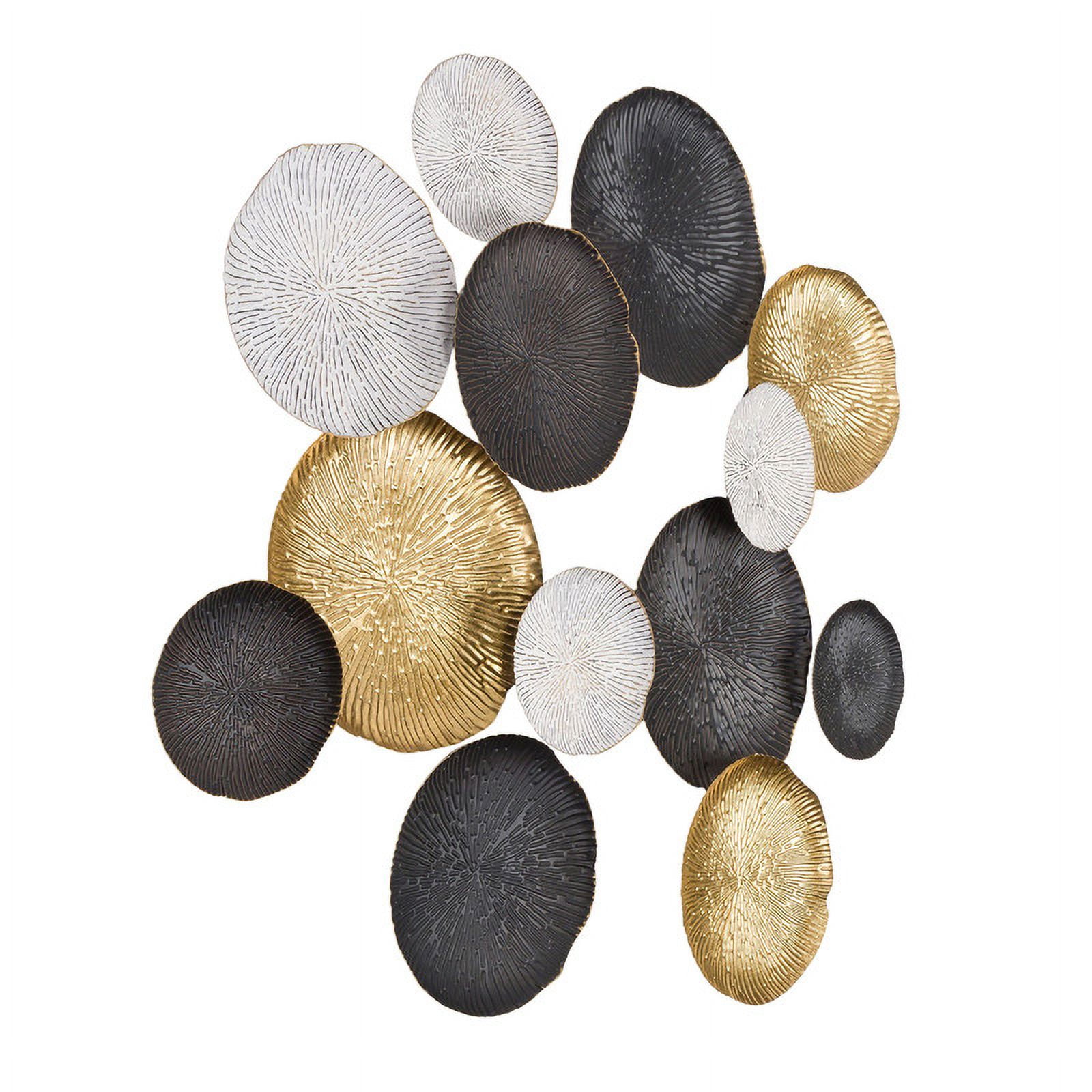 Alexandra Round Black & Gold Abstract Metal Glam Wall Plates