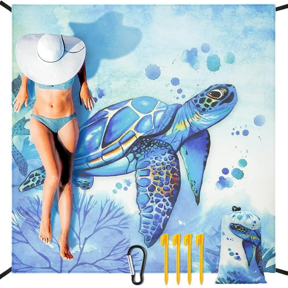 Manta de playa impermeable y arenosa HIHOHO, 200 x 211 cm, grande