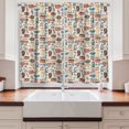 thumbnail image 2 of Ambesonne Cozy Kitchen Curtains, Sketchy Rural Life Hygge Calm, 55"x45", Coral Peach and Blue, 2 of 3