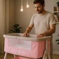 thumbnail image 4 of Cuna Plegable para Bebe con Mosquitero y Mecedora de Estructura de Acero Desmontable - Moises Colecho Cambiador de Altura Ajustable Multifuncional y Ruedas con Freno Rosa, 4 of 5
