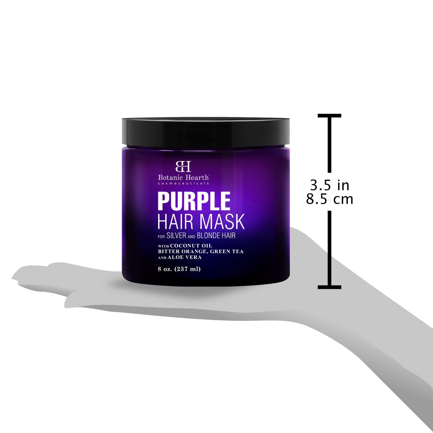 Botanic Hearth Purple Hair Mask for Silver and Blonde Hair – 8 oz – Toning Hair Treatment with Coconut Oil, Bitter Orange, Green Tea & Aloe Vera – Made in USA – Hydrating & Nourishing Mask for Color-