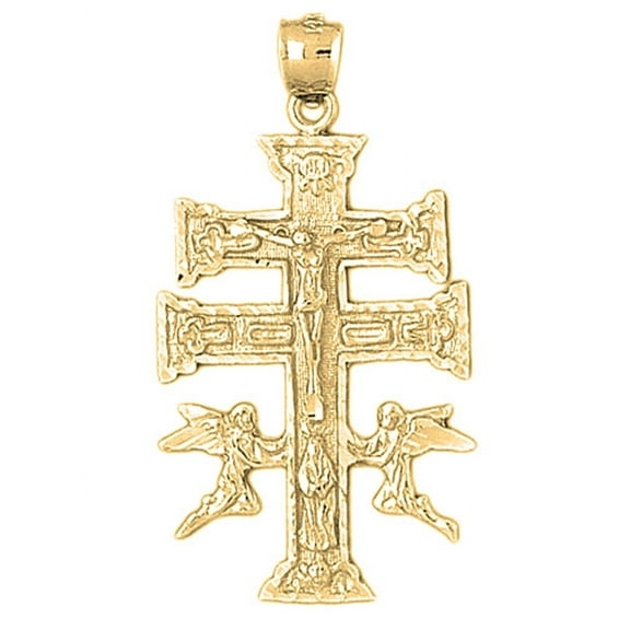 18K Yellow Gold Caravaca Crucifix Pendant - 49 mm