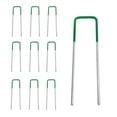thumbnail image 1 of Kenally 10 Uds grapas de tierra pasadores de barrera de malezas de 6 pulgadas en forma de U medio recubiertos de verde para tienda de césped Artificial Jardín y Patio Kenally TO003124-00, 1 of 6