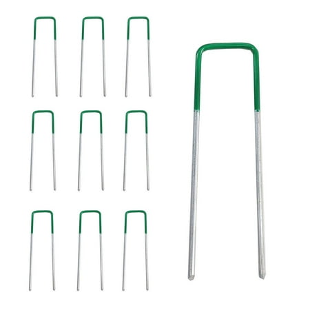 

Jygee 10pcs Ground Staples 6-inch Barrier U-Shaped Half Green-Coated For Artificial Turf Tent