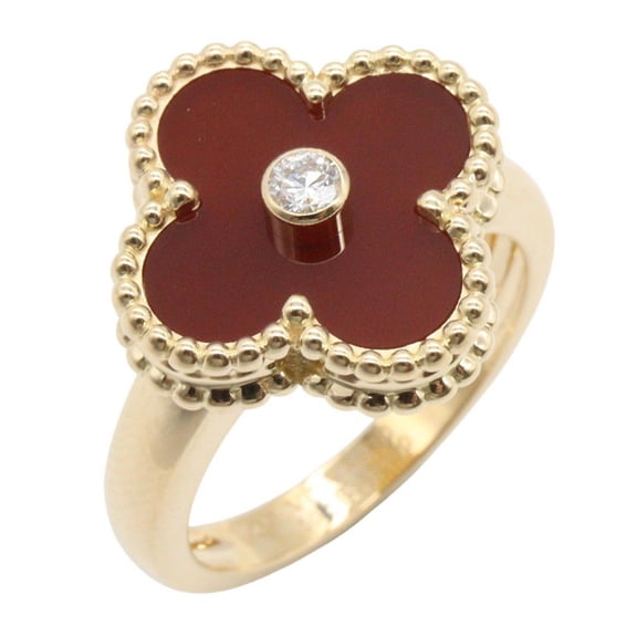 Pre-Owned Van Cleef & Arpels Vintage Alhambra Carnelian 1PD Ring - 18K (Yellow Gold) Diamond...