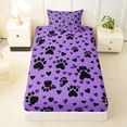 thumbnail image 3 of Homewish Lovely Dog Paws Twin Sheets,Cartoon Animal Bedding,Purple,3-Piece,1 Fitted Sheet and 1 Pillowcase, 3 of 6