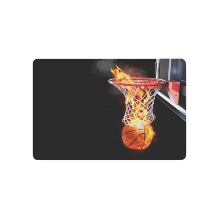 CADecor Flaming Basketball Going through a Court Net Door Mat Home Decor Indoor Outdoor Entrance Doormat 23.6x15.7
