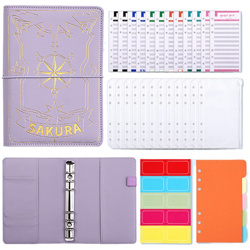 6 Hole A6 Binder Stationery Cash Envelopes Zipper Pocket Money Envelope