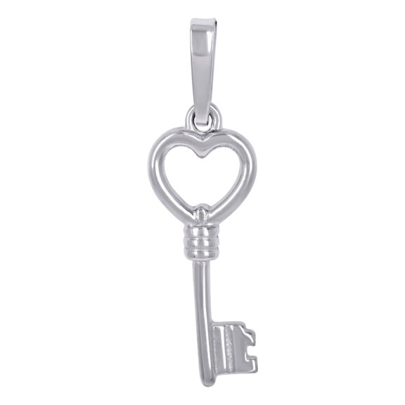 925 Sterling Silver Unisex Love Heart Key Charm Pendant Necklace 25.9x7.4mm Wide-Pendant for Women