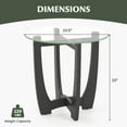 thumbnail image 3 of Gymax 2PCS 23.5'' Round End Table w/Glass Tabletop Cross-shaped Solid Rubber Wood Frame, 3 of 10