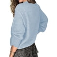 thumbnail image 4 of STARVNC Women Solid Color V Neck Lace Stitching Buttons Long Sleeves Sweater, 4 of 4